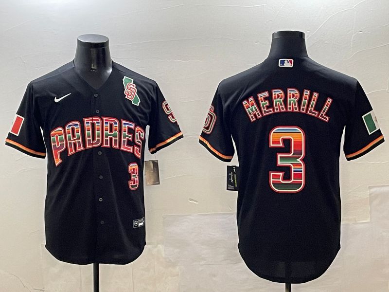 Men San Diego Padres #3 Merrill Black Game Nike 2025 MLB Jersey style 4->san diego padres->MLB Jersey